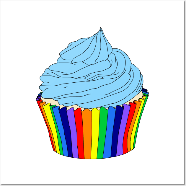 Rainbow Cupcake with Blue Icing Wall Art by Art by Deborah Camp